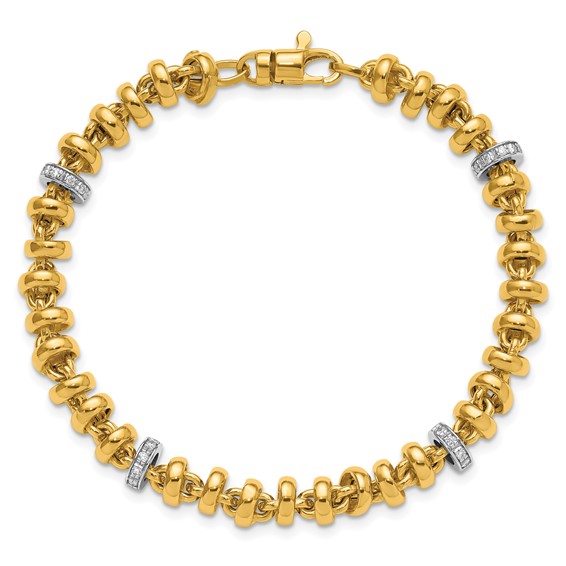 Herco 18K Two-tone Polished Diamond Fancy Link 7.5 Inch Bracelet