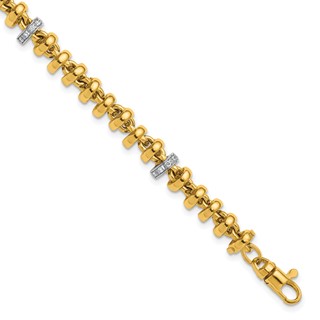 Herco 18K Two-tone Polished Diamond Fancy Link 7.5 Inch Bracelet
