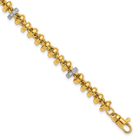 Herco 18K Two-tone Polished Diamond Fancy Link 7.5 Inch Bracelet