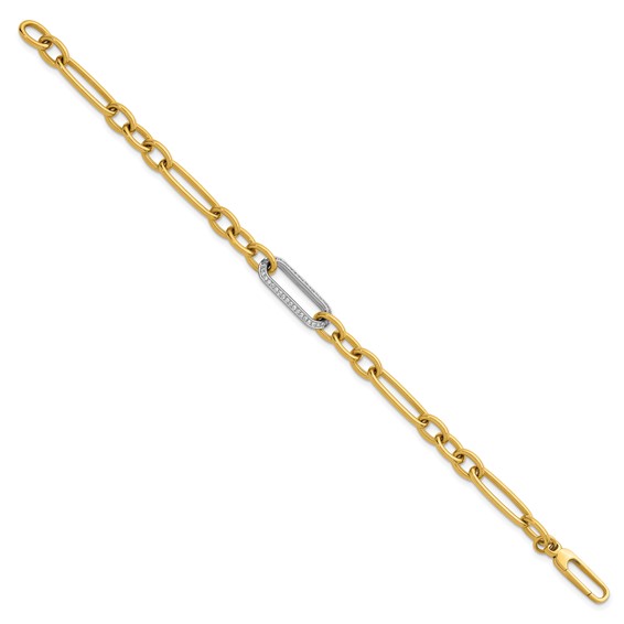 Herco 18K Two-tone Polished Diamond Mixed Link 7.5 Inch Bracelet