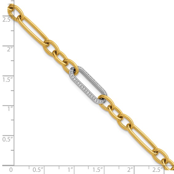 Herco 18K Two-tone Polished Diamond Mixed Link 7.5 Inch Bracelet