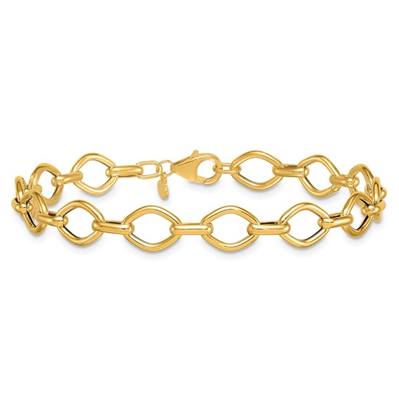 Herco 18k Polished Geometric & Oval Link 7.75 Inch Bracelet