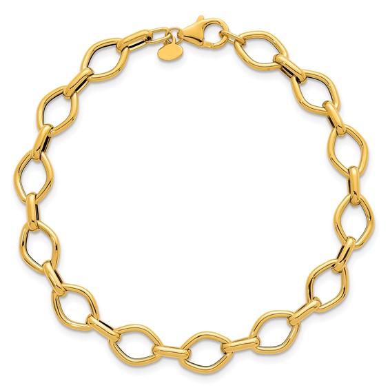 Herco 18k Polished Geometric & Oval Link 7.75 Inch Bracelet