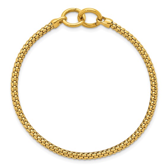 Herco 18K Polished Double Ring Popcorn Mesh Stretch Bracelet