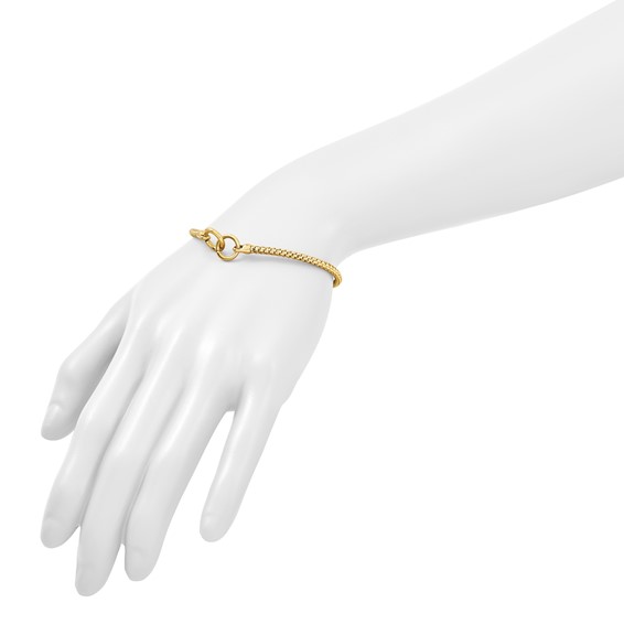 Herco 18K Polished Double Ring Popcorn Mesh Stretch Bracelet