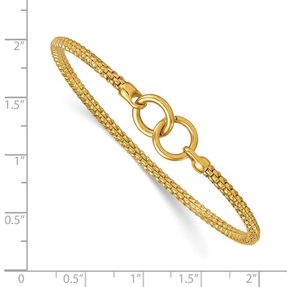 Herco 18K Polished Double Ring Popcorn Mesh Stretch Bracelet