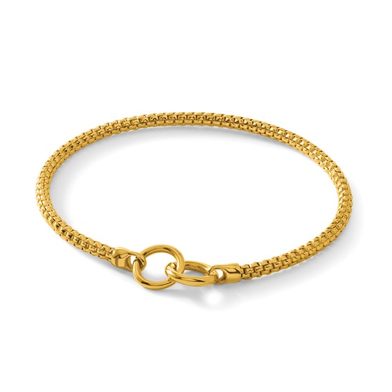 Herco 18K Polished Double Ring Popcorn Mesh Stretch Bracelet