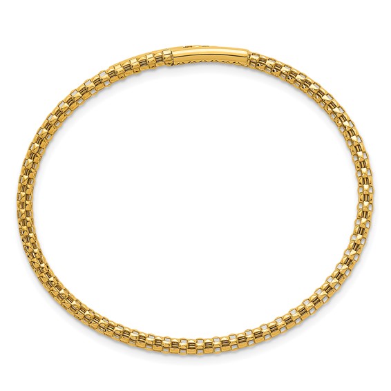 Herco 18K Polished Popcorn Mesh with Bar Flexible Bangle Bracelet