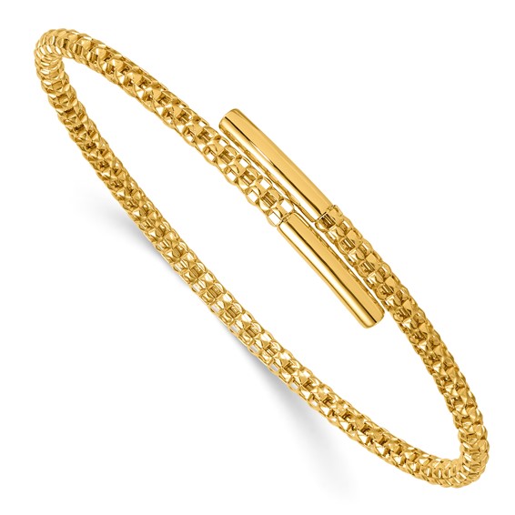 Herco 18K Polished Popcorn Mesh with Bar Flexible Bangle Bracelet