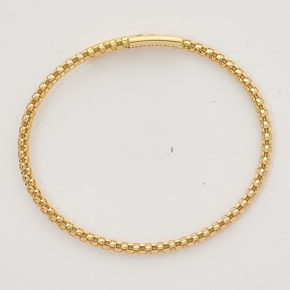 Herco 18K Polished Popcorn Mesh with Bar Flexible Bangle Bracelet