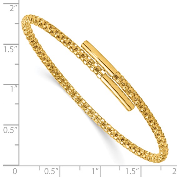 Herco 18K Polished Popcorn Mesh with Bar Flexible Bangle Bracelet