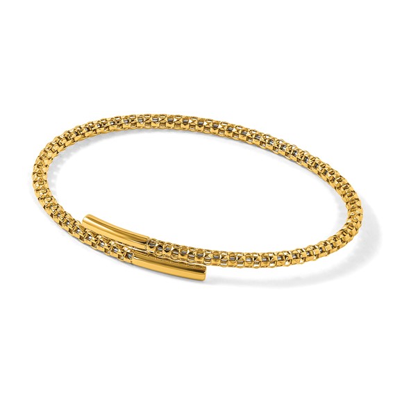Herco 18K Polished Popcorn Mesh with Bar Flexible Bangle Bracelet