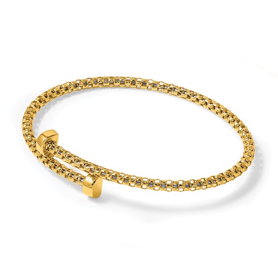 Herco 18K Polished Popcorn Mesh Flexible Bangle Bracelet