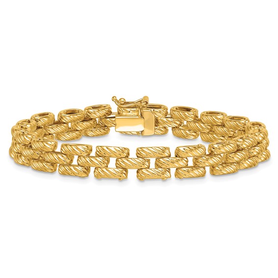 Herco 18K Textured Oval Fancy Link 7.5 Inch Bracelet