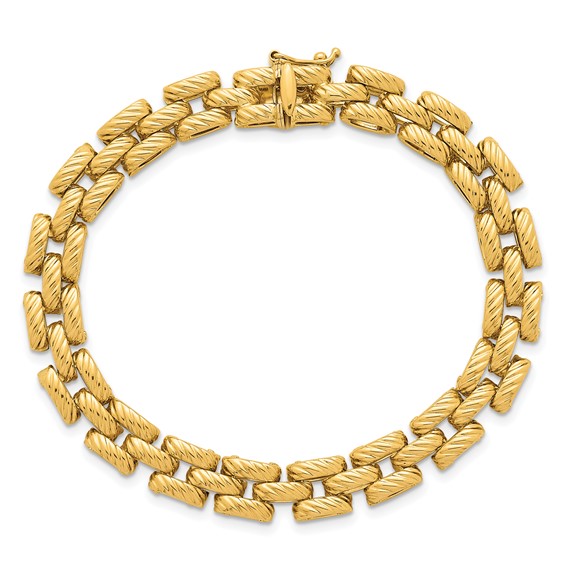 Herco 18K Textured Oval Fancy Link 7.5 Inch Bracelet