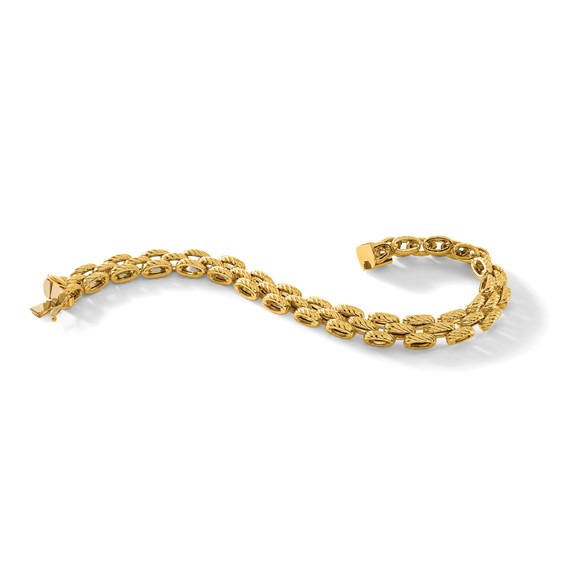 Herco 18K Textured Oval Fancy Link 7.5 Inch Bracelet