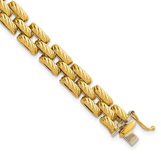 Herco 18K Textured Oval Fancy Link 7.5 Inch Bracelet