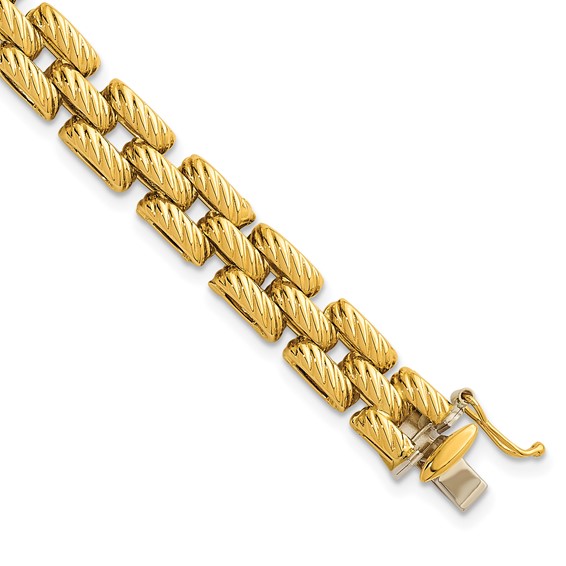 Herco 18K Textured Oval Fancy Link 7.5 Inch Bracelet