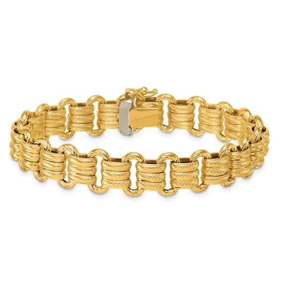 Herco 18K Textured Fancy Link 7.5 Inch Bracelet