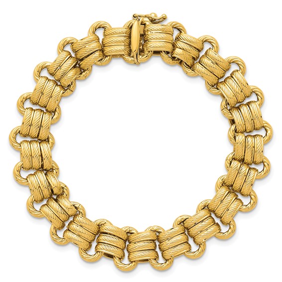 Herco 18K Textured Fancy Link 7.5 Inch Bracelet