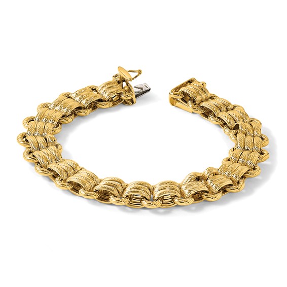 Herco 18K Textured Fancy Link 7.5 Inch Bracelet