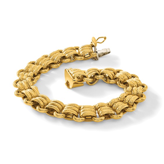 Herco 18K Textured Fancy Link 7.5 Inch Bracelet