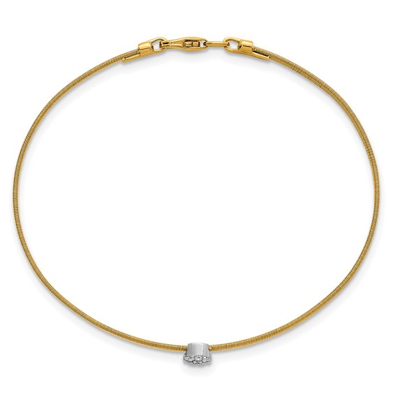 Herco 18K Two-tone Diamond Circle Textured Omega with Clasp Bangle