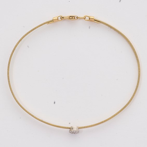 Herco 18K Two-tone Diamond Circle Textured Omega with Clasp Bangle