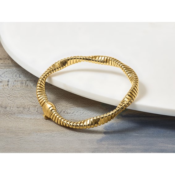 Herco 18K Polished Twisted Link 7.5 Inch Omega Bracelet
