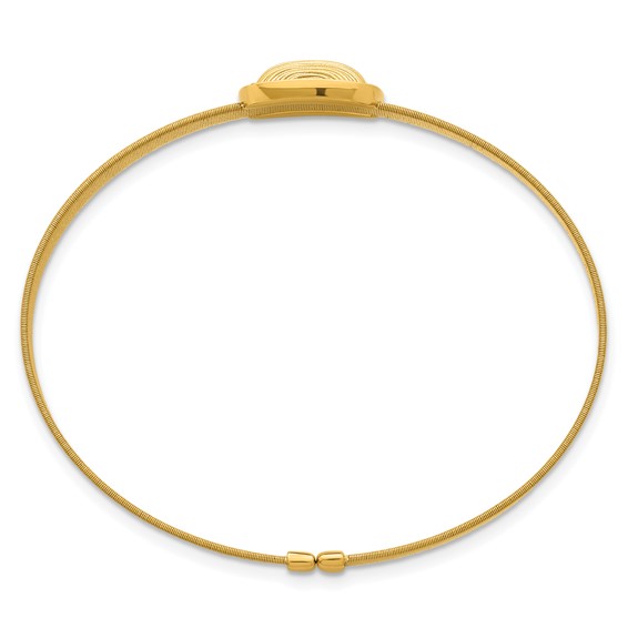 Herco 18K Textured Diamond Bordered Square Flexible Cuff Bangle