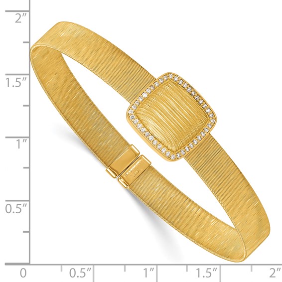 Herco 18K Textured Diamond Bordered Square Flexible Cuff Bangle