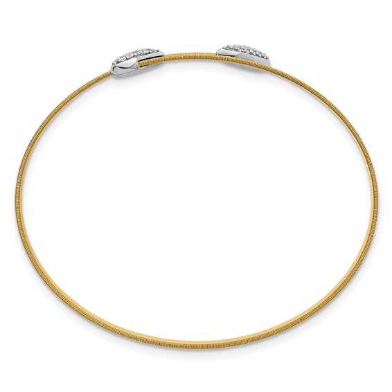 Herco 18K Two-tone Diamond Textured Omega Bangle