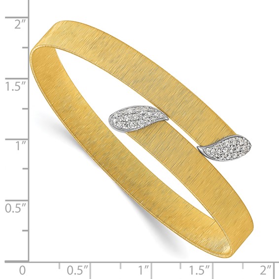 Herco 18K Two-tone Diamond Textured Omega Bangle