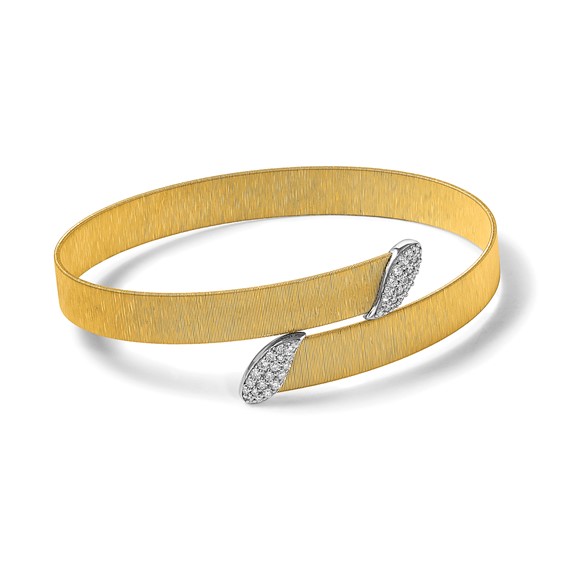 Herco 18K Two-tone Diamond Textured Omega Bangle