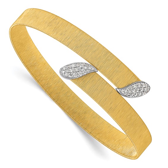 Herco 18K Two-tone Diamond Textured Omega Bangle