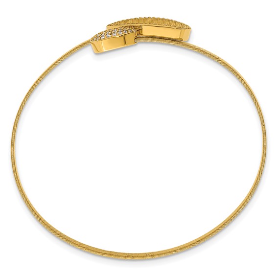 Herco 18K Polished and Textured Teardrop Diamond Cuff Bangle