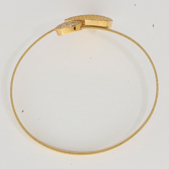 Herco 18K Polished and Textured Teardrop Diamond Cuff Bangle