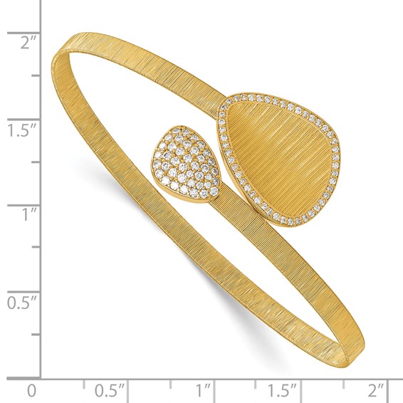 Herco 18K Polished and Textured Teardrop Diamond Cuff Bangle
