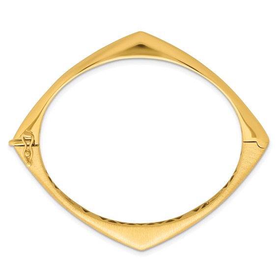 Herco 18K Polished and Brushed Angled Hinged with Safety Clasp Bangle