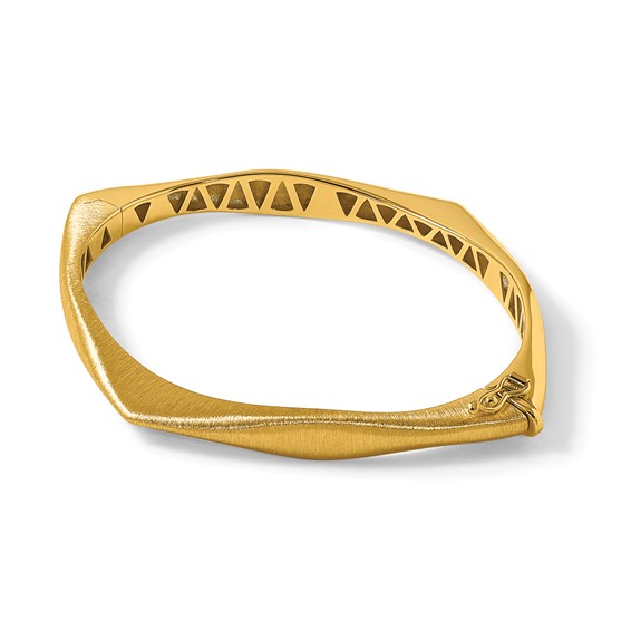 Herco 18K Polished and Brushed Angled Hinged with Safety Clasp Bangle