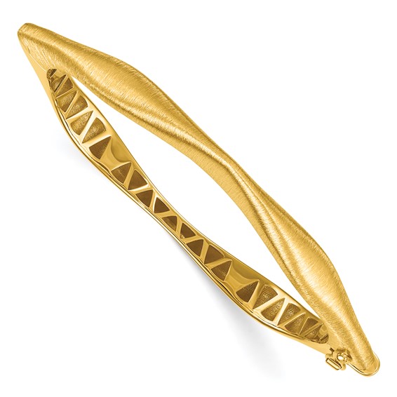 Herco 18K Polished and Brushed Angled Hinged with Safety Clasp Bangle