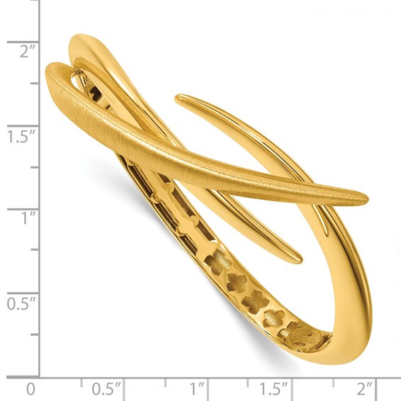 Herco 18K Polished and Brushed Fancy Bypass Hinged Cuff Bangle