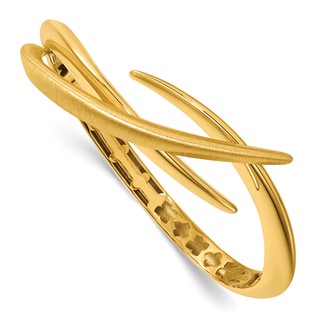 Herco 18K Polished and Brushed Fancy Bypass Hinged Cuff Bangle