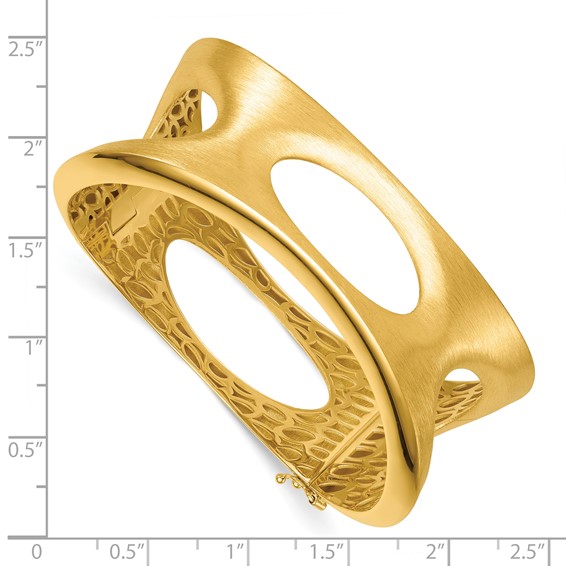 Herco 18K Polished and Brushed Fancy Wave Hinged with Safety Clasp Bangle