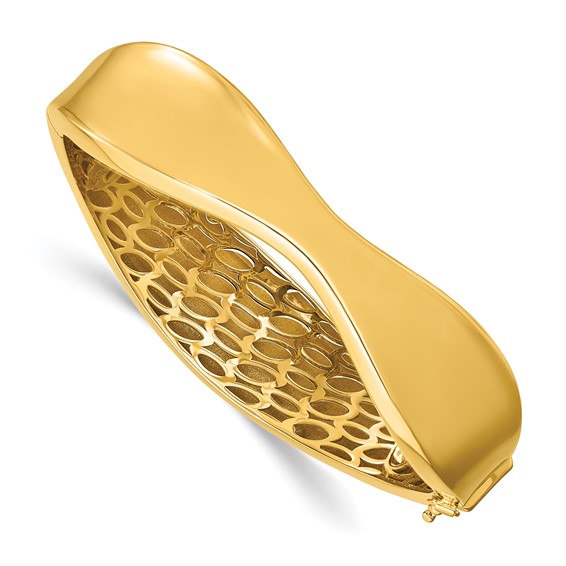 Herco 18K Polished Fancy Wave Hinged with Safety Clasp Bangle