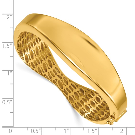 Herco 18K Polished Fancy Wave Hinged with Safety Clasp Bangle