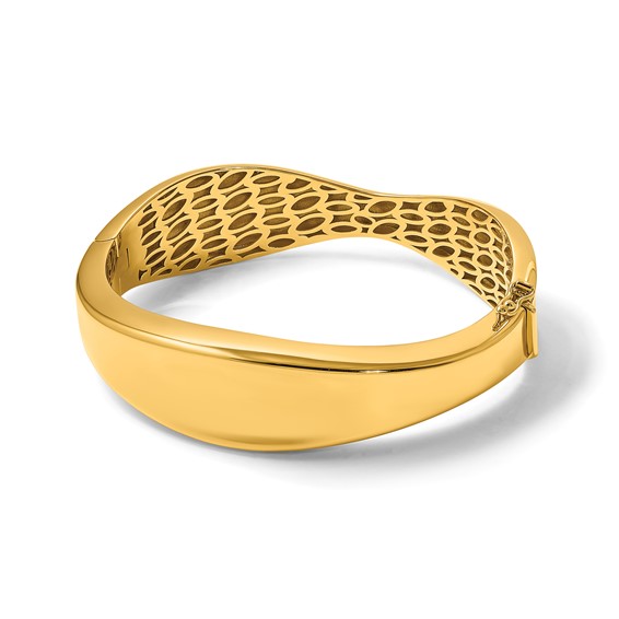 Herco 18K Polished Fancy Wave Hinged with Safety Clasp Bangle
