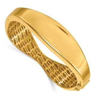 Herco 18K Polished Fancy Wave Hinged with Safety Clasp Bangle