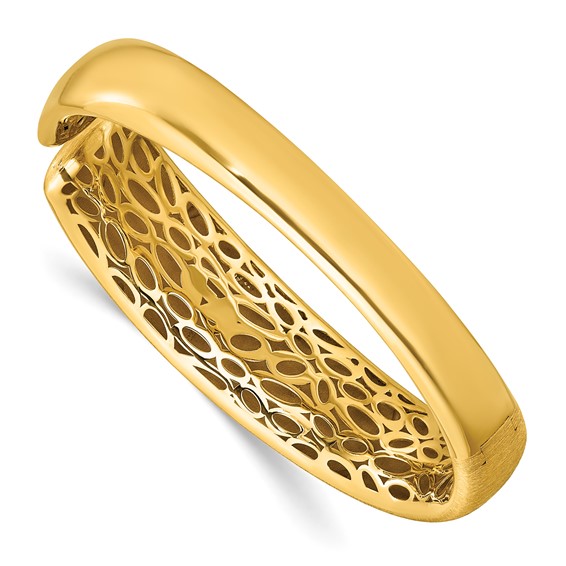 Herco 18K Polished and Brushed Graduated Hinged Cuff Bangle