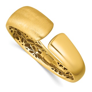 Herco 18K Polished and Brushed Graduated Hinged Cuff Bangle